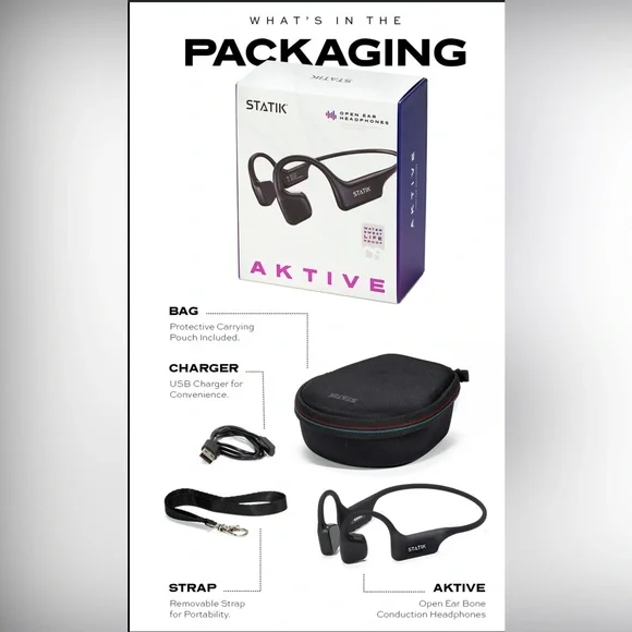 AKTIVE Open Ear Headphones - Black